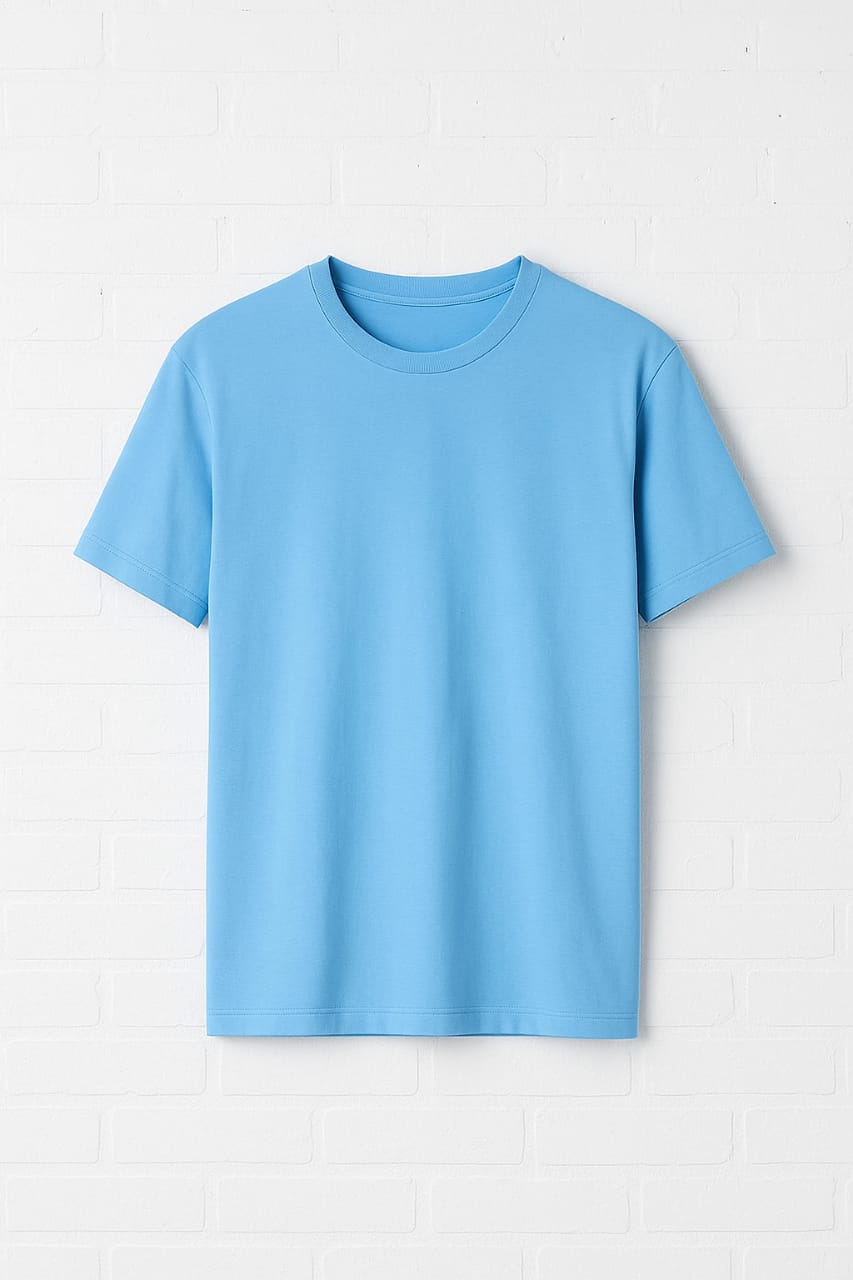Men’s Blue Oversized Cotton T-Shirt – Casual Crew Neck Tee